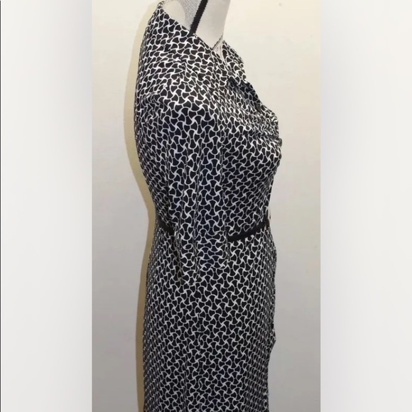 Laundry Shelley Segal Shirt Dress Black White Geometric 4 Short Sleeve - Picture 6 of 8